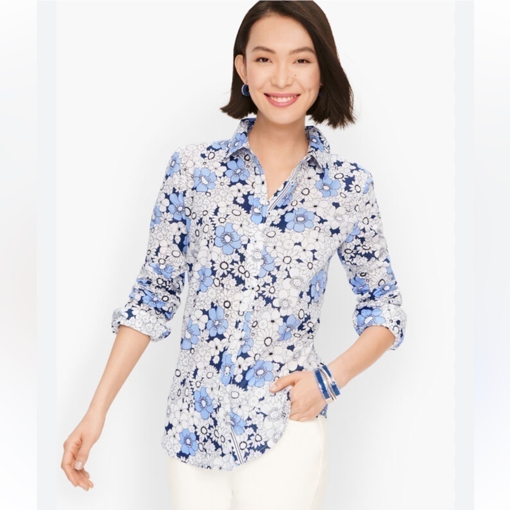 TALBOTS Floral Bouquet Button down, EUC!